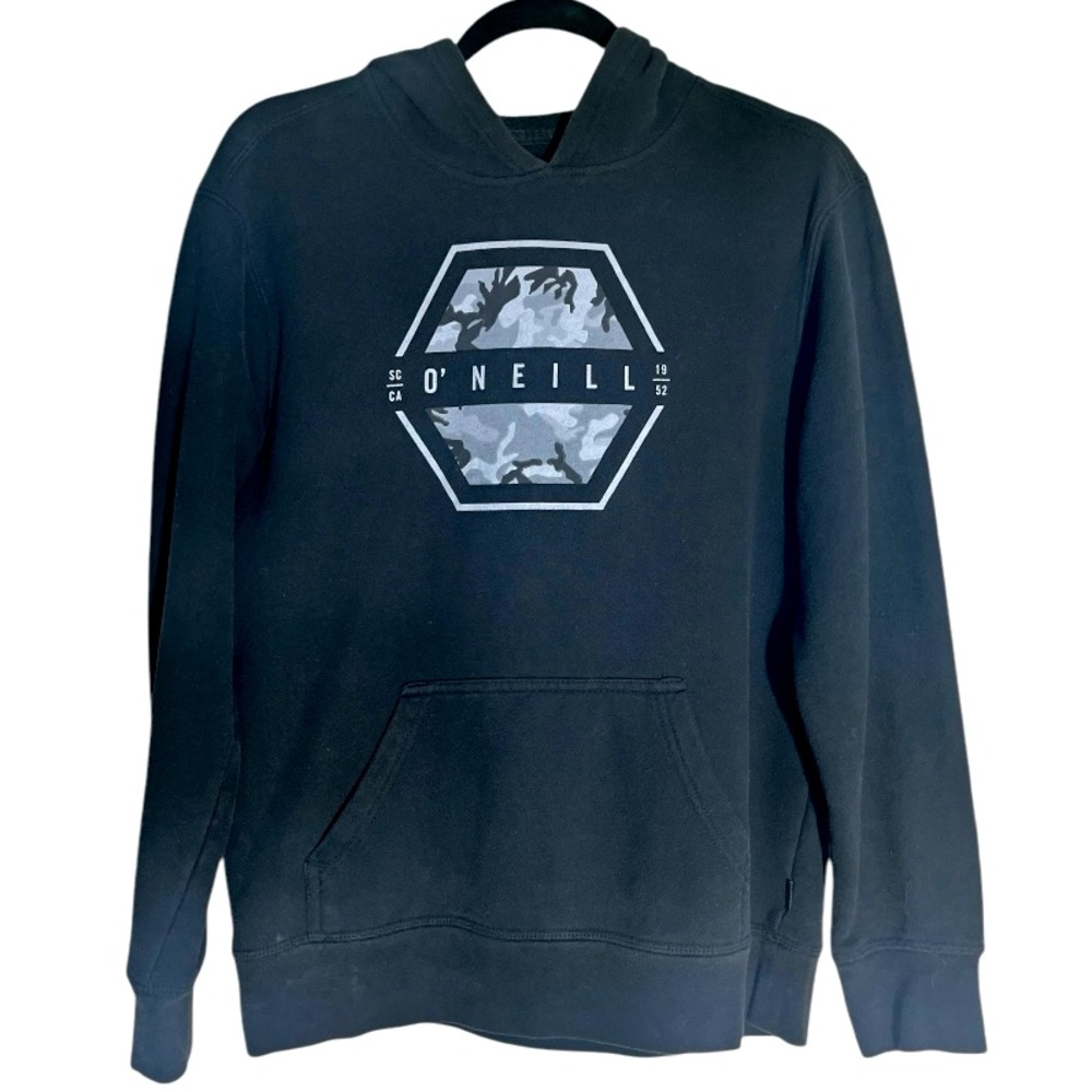 O'Neill. Hoodie Sweatshirt Hoodie. Black with Gray print.